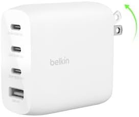 Belkin 112 W 4-Port Ga N Charger Block – Super Fast USB-C Power Delivery & USB-A Multi-Device Charging Hub for Mac Book, i Phone 16, Samsung Galaxy S25, Google Pixel, Nintendo Switch, and More – Compact, Efficient, and Eco-Friendly Design with Safety Features