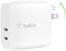 Belkin 40 W Dual Port USB-C Fast Charger Block – Rapid Charging for i Phone 16, 15, 14, 13, Pro, Samsung Galaxy S25, Pixel, i Pad, Air Pods & Nintendo Switch 2 – Compact, Lightweight, Enhanced Safety Design – Perfect for Home or Travel Charging Solutions