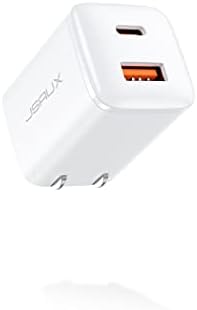 JSAUX 20 W Dual Port USB C Charger Block – Fast Charging Adapter for i Phone 16, Apple Watch, i Pad Pro, and Air Pods – Compact Foldable Travel Charger with Power Delivery & Quick Charge 3.0 Technology – Enhanced Compatibility for All Devices