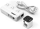 Global Voltage Converter and Travel Adapter – BESTEK 220 V to 110 V Power Transformer with Dual AC Outlets & 3 USB Ports (2 USB-C) – Essential for International Travel, Rapid Charging for Hair Tools & Electronics – Compact Design for Worldwide Compatibility