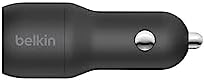 Belkin 24 W Dual USB Car Charger with Lightning Cable – High-Speed Charging Solution for i Phone, Samsung Galaxy, Air Pods & More – Compact and Durable Dual USB-A Power Adapter for Effortless On-the-Go Connectivity – Ultimate Versatility for Multiple Devices