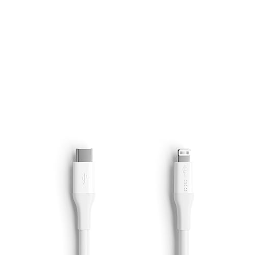 Premium 10 ft MFi Certified USB-C to Lightning Charging Cable for Apple i Phone – High-Speed Nylon Braided Design for Ultimate Durability and Flexibility – Fast Charge & Data Sync Capability in Sleek White Finish