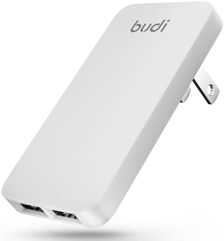 BUDI 33 W Ultra-Slim Travel Wall Charger – Dual USB Fast Charging Adapter for Mac Book, i Pad, i Phone, Samsung Galaxy & More – Compact Design with Advanced Safety Features for Effortless Device Charging