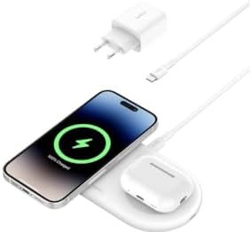 Belkin Boost Charge Pro 2-in-1 Wireless Charger – Qi2 15 W Fast Charging Station for i Phone 16, 15, 14, 13, 12 & Mag Safe Devices – Sleek Black Magnetic Charging Pad for Simultaneous i Phone & Air Pods Power Boost