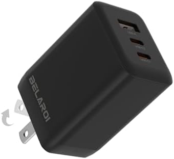 65 W Ga N USB C Charger – Ultra-Fast Compact Travel Adapter with 3 Ports for i Phone 16/15/14/13, i Pad Pro & More – Intelligent Power Delivery for Optimal Charging Speed – Foldable Design for Easy Portability and Storage