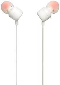 Experience the Ultimate Sound with JBL Tune 110 In-Ear Headphones – Lightweight, Pure Bass Earbuds Featuring Tangle-Free Cable and One-Button Control in Elegant White Finish for Comfort and Versatile Device Compatibility