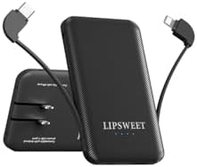 Mini 5000 m Ah Portable Power Bank with Integrated Cables and AC Plug – USB-C Fast Charging for i Phone & Android Devices – Ultra-Compact External Battery for On-the-Go Lifestyle – Essential Tech Accessory for Seamless Connectivity
