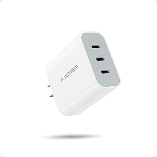Amoner 35 W USB C Charger – 3-Port Power Delivery Wall Adapter for Rapid Charging of i Phone 16/16 Pro/15/14/13/12/11/SE/XS, Galaxy, Pixel – Enhanced Multi-Device Compatibility, Lightweight Design & Safety Features for Quick Power Solutions