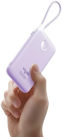 Slim Pink Portable Charger 10000 m Ah – USB-C Power Bank with Built-in Cable & LED Display for Fast Charging – Travel-Friendly Battery Pack Compatible with i Phone 16, 15, Samsung S24, S23 – Ultimate Convenience & Style