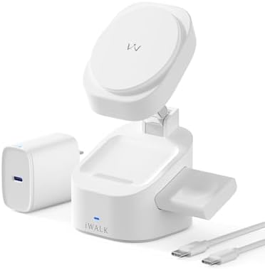 Revolutionize Your Charging Experience with the i WALK 3 in 1 Foldable Wireless Charger Stand – 20 W Fast Charging for i Phone 12-15, Apple Watch 2-9, and Air Pods Pro 2-3 – Lightweight & Travel-Friendly Design for Effortless Portability and Enhanced Device Organization