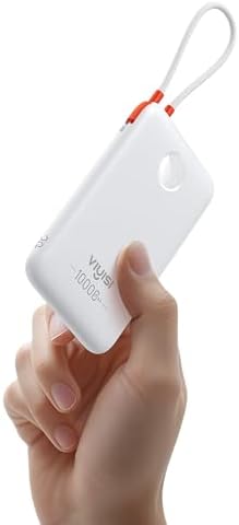 Slim Pink Portable Charger 10000 m Ah – USB-C Power Bank with Built-in Cable & LED Display for Fast Charging – Travel-Friendly Battery Pack Compatible with i Phone 16, 15, Samsung S24, S23 – Ultimate Convenience & Style