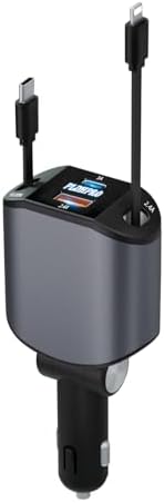 Experience Ultimate Power on the Road: PLDHPRO 80 W Retractable Car Charger – 4-in-1 Fast Charging Adapter with Dual Type-C Cables for i Phone 16, i Pad, and Samsung – Essential Vehicle Accessory for Efficient Charging and Easy Storage – Perfect Gift for Tech Enthusiasts and Travelers