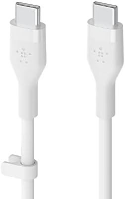 Upgrade Your Charging Game with the Belkin Boost Charge Flex USB-C to USB-C Cable – 2 m Fast Charging Solution for i Phone 16, Galaxy S25, Pixel 9 & More, Durable Silicone Design with Cable Clip for Effortless Organization in Sleek Black & White