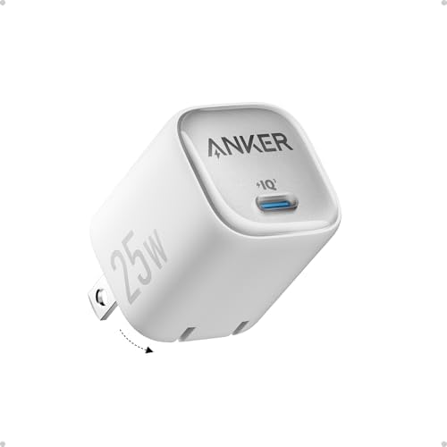 Anker 25 W USB-C Foldable Fast Charger Block – Ultra-Compact Power Adapter for Galaxy S24, i Phone, i Pad & More – Advanced Safety Features for On-the-Go Reliability – Versatile, Travel-Friendly USB-C Wall Charger for All Your Devices