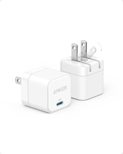 Dual Pack Anker 20 W USB-C Fast Charger with Foldable Plug – Ultimate Compact Travel Adapter for i Phone 16/15, Galaxy, Pixel, i Pad – Enhanced Power Delivery and Safety Features, Ideal for On-the-Go Charging Solutions