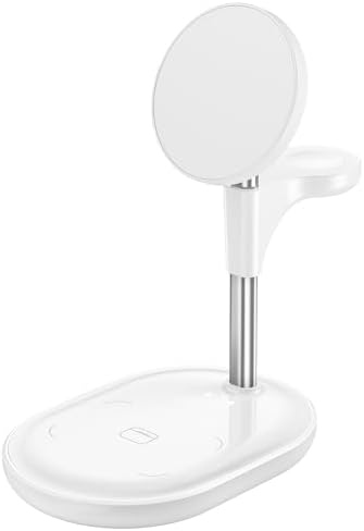 Revolutionary 2025 Hevanto 3-in-1 Magnetic Wireless Charging Station – 15 W Fast Qi-Certified Charger for i Phone 16, 15, 14, 13, 12, Apple Watch, and Air Pods – Superior Magnetic Alignment with 40° Adjustable Viewing for Optimal Convenience and Enhanced Compatibility