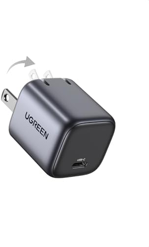 Ultra-Fast UGREEN 30 W USB C Charger – Foldable Ga N Power Adapter for i Phone 16/15/14/13 & Galaxy S25/S24/S23 – Compact Wall Charger with Programmable Power Supply for Optimal Charging Performance – Perfect for Travel & Everyday Use