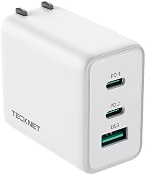 TECKNET 65 W Ga N Wall Charger – PD 3.0 USB-C Fast Charging Adapter with 3 Ports, Foldable Travel Plug for i Phone 16 Series, Galaxy S24/S25, Mac Book Pro, and Switch – Ultimate Power Solution for On-the-Go Efficiency and Versatility