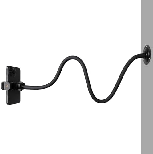 Wall Mount Phone Holder,31.5″ / 80 cm Long Gooseneck Arm Metal Base Aluminum Alloy Ball Head Phone Clip Mount,Compatible with 3.5~7.5″ iPhone/HTC/LG/Nexus/Huawei/Smartphones – Enhanced Compatibility and Speed