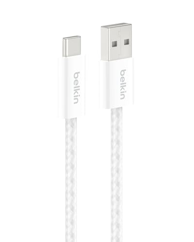 High-Performance Belkin USB A to USB C Cable 2-Pack – 9.9 ft Fast Charging Cord for i Phone 16 & 15, Galaxy S25, Pixel 9, i Pad Pro & More – Durable Braided Design for Enhanced Flexibility & Reliability – Ideal for On-the-Go Charging Solutions – Sleek White Finish