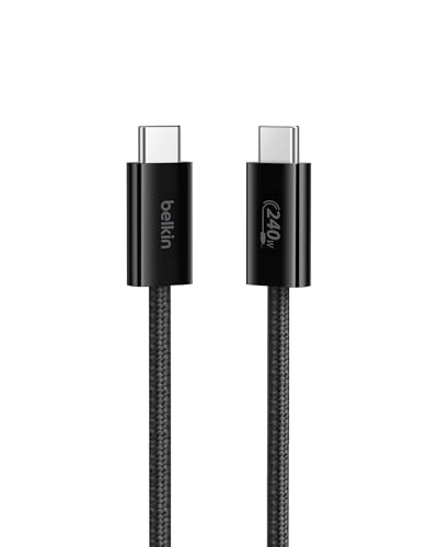 Belkin USB C to USB C Cable 2-Pack – 6.6 ft High-Speed Charging Solution for i Phone 16, Galaxy S25, Mac Book, and More – Durable Braided Design with 240 W Power Delivery for Ultimate Performance – Flexible and Stylish Charging Cords for Home, Office, and Travel