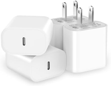 20 W Ultra-Fast USB-C Charger Block – 4-Pack Compact Travel Adapters for i Phone, i Pad, Samsung & More – Durable Design for Rapid Power Delivery & Universal Device Compatibility