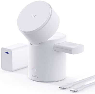 Revolutionize Your Charging Experience with the i WALK 3 in 1 Wireless Charging Stand – Magnetic Auto-Rotating Station for i Phone 12-16, Apple Watch & Air Pods – 15 W Fast Charge, Sleek Black Design for Effortless Device Management and Optimal Viewing Comfort