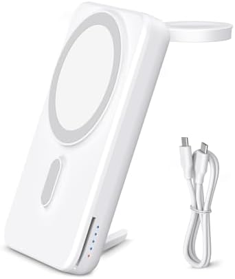 DDUAN 10000 m Ah Mag-Safe Wireless Power Bank – Dual Charging Solution for i Phone 15/14/13/12 & All Apple Watch Series with USB-C Cable – Sleek Portable Design for On-the-Go Convenience and Fast Charging Performance