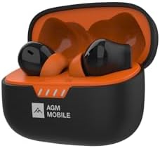 AGM Buds 3: Cutting-Edge True Wireless Bluetooth Earbuds with Advanced Noise Cancellation, 20-Hour Extended Battery Life, and Superior Call Clarity – Stylish Black & Orange Design for Unmatched Audio Experience and Seamless Connectivity