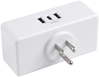 Elevate Your Charging Game with the Clear Power 2-Outlet Power Strip – 6 ft Flat Plug Power Station Featuring 3 USB Ports (1 USB-C) for Rapid Device Charging, Ideal for Home, Office & Travel, Durable & Compact Design, White, Model DC3 S-1102-DC