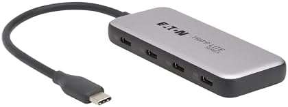 Tripp Lite 4-Port USB-C Hub – Lightning-Fast 10 Gbps Data Transfer, 100 W Power Delivery & Thunderbolt 3 Compatibility – Ultimate Travel-Friendly Connectivity for Professionals – Easy Plug-and-Play Setup with 3-Year Warranty Included