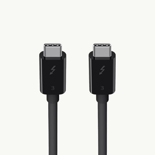 Belkin Thunderbolt 3 Cable (USB-C to USB-C) – 40 Gbps Data Transfer & 100 W Power Delivery, 1.6 ft Length – High-Speed Connection for Laptops, Tablets, and Smartphones, Sleek Black Design for Modern Tech Compatibility