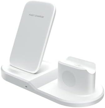 All-in-One 3 in 1 Wireless Charging Station for i Phone 11-16, Apple Watch, and Air Pods – Fast QC3.0 Adapter Included, Sleek Design for Tidy Charging Solution, Enhanced Device Compatibility and Safety Features