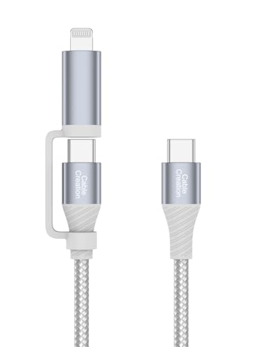 Experience unparalleled charging efficiency with the Cable Creation MFi Certified 2-in-1 Fast Charging Cord, a versatile 6 FT nylon braided USB C to USB C & Lightning cable designed for ultimate compatibility. Perfectly suited for Apple i Phone 16/15/14/13 Pro Max and popular Android devices like Galaxy and Google Pixel, this 60 W fast charging cable ensures rapid power delivery and seamless connectivity. Engineered for durability, the premium nylon braided exterior withstands daily wear, while the generous length provides flexibility for use at home, in the office, or on the go. Elevate your tech toolkit with this essential charging solution that combines robust construction with fast data transfer capabilities, making it ideal for both everyday users and tech enthusiasts alike. Stay powered up and ready for any challenge with the Cable Creation 2-in-1 charging cord, where efficiency meets reliability.