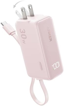 ANKER 3-in-1 Portable Power Bank with USB-C Charger Block – 5,000 m Ah Fast Charging Battery Pack with Built-in Cable and Foldable AC Plug for i Phone 15, Galaxy, Mac Book – Ultra-Compact Design for Ultimate Convenience and Speed