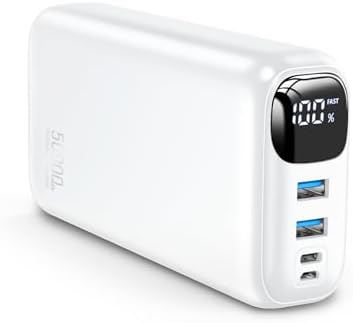 Massive 50000 m Ah Portable Power Bank with 22.5 W Fast Charging – Lightweight USB-C External Battery Pack with LED Display for i Phone 16/15/14/13 Pro, Android, and Samsung Galaxy – Ultimate Travel Companion for Non-Stop Charging