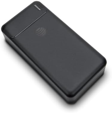 AT&T Professional 10000 m Ah Portable Power Bank – Fast Charging with USB-C Power Delivery, Dual USB-A Ports, LED Display, Universal Device Compatibility in Sleek Black for On-the-Go Convenience and Enhanced Performance