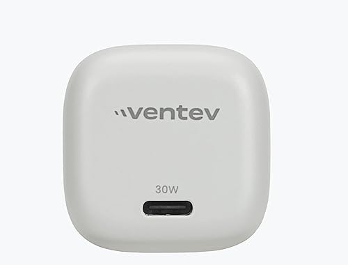 Ventev 30 W USB-C Fast Charging Wall Charger – Compact Design for i Phone 16/15 Series, Air Pods Pro, i Pad Pro, Pixel 9, Samsung Galaxy S25 Ultra | Effortless Power Boost for On-the-Go Charging in Sleek White Finish