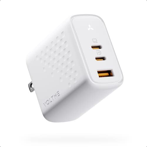 VOLTME 65 W Ga N USB C Fast Charger – Compact 3-Port Wall Charger for Mac Book Pro, Dell XPS, i Pad Pro, i Phone 14/13 Pro Max, Galaxy S22/S21, Pixel & More – Enhanced Portability & Multi-Device Charging Efficiency