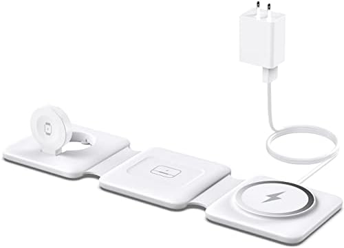 Ultimate 3-in-1 Foldable Magnetic Wireless Charging Dock for Apple Devices – Travel-Friendly Charger Stand for i Phone 16/15/14/13/12 Pro Max, Apple Watch, and Air Pods – Fast Charging, Enhanced Compatibility, Sleek Design