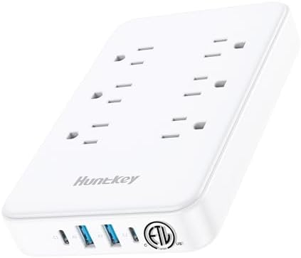Maximize Your Charging Efficiency with Huntkey Easy Combo Surge Protector Power Strip – 6 AC Outlets & 4 USB Ports (2 USB-C, 2 USB-A), Customizable Cord Length for Ultimate Workspace Flexibility, Ideal for Home Office & Electronics Protection