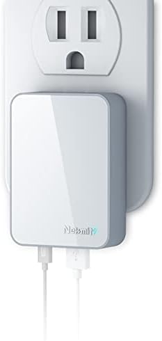 Nekmit 60 W USB C Fast Wall Charger – Ultra-Slim Dual Port Adapter with Ga N Technology for Rapid Charging of Laptops, Mac Book, i Pad Pro, i Phone 14, Pixel, Galaxy – Travel-Friendly Foldable Design for Maximum Portability and Compatibility