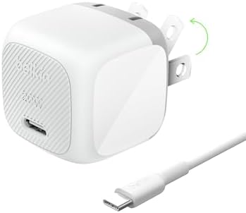 Belkin 20 W USB-C Charger Block (2-Pack) – Ultra-Fast Power Delivery for i Phone 16/15/14/13, i Pad, Air Pods & Samsung Galaxy S25 – Compact Design for Home, Office & Travel – Reliable Charging for Nintendo Switch 2 & More – Sleek White Finish