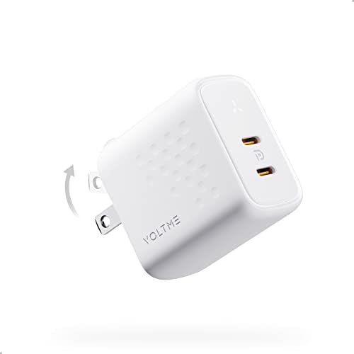 VOLTME 35 W Dual USB-C Wall Charger – Compact Fast Charging Power Adapter with PPS Technology for i Phone 14/13, Mac Book Air, i Pad Pro & Galaxy Devices – Portable & Foldable for Home, Office, and Travel Power Needs