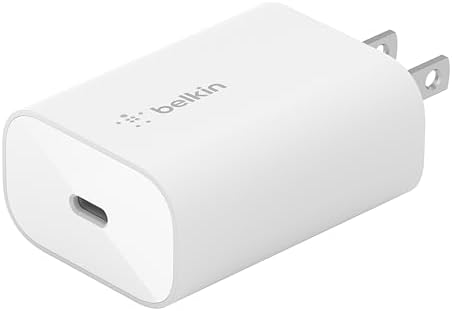 Belkin 25 W USB-C Power Adapter – Rapid PD3.0 & PPS Charging for i Phone 16/15/14/13 Pro Max, Samsung Galaxy S25/S24/S23/S22, Google Pixel 9 & More – Compact Travel Charger with Advanced Safety Features – Sleek Black Design