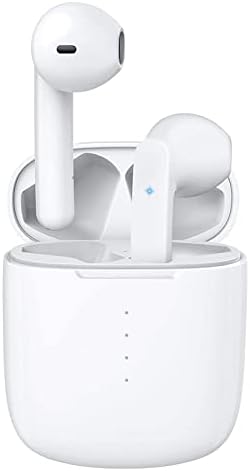 Ultimate Wireless Earbuds with Bluetooth 5.0 – IPX8 Waterproof, 3 D Stereo Sound, Auto-Pairing for Android/Samsung/i Phone – Ergonomic Design with Built-in Mic & Compact Charging Case for Active Lifestyles (White)
