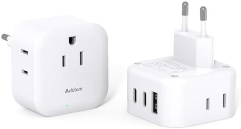Essential Dual Pack Type D Travel Adapter: Ultimate US to India Plug Converter with 3 AC Outlets & 2 High-Speed USB-C Charging Ports for Effortless Device Connectivity in India, Bangladesh, Maldives, Pakistan, Nepal, and Sudan – Your Go-To Travel Companion for Reliable Power Solutions
