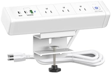 Ultimate Nightstand Charging Station with 4 Ultra-Fast USB-C Ports & 2 QC 3.0 USB-A Ports, 3 AC Outlets – Desk Edge Mount Power Strip with Advanced Surge Protection for Home Office & Bedroom (Sleek Black Finish) – Elevate Your Charging Efficiency and Style