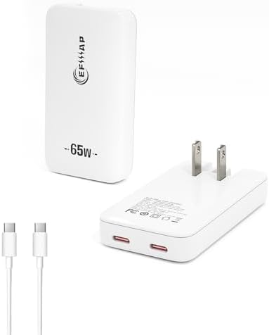 65 W Dual-Port USB C Wall Charger with Foldable Plug & 2.28 ft Cable – Ultimate Fast Charging Solution for i Phone 16/15 Pro Max & Samsung Galaxy – Portable Power Anywhere, Anytime