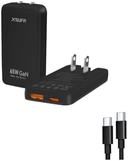 65 W Dual Port USB-C Wall Charger – Ga N Fast Charging Adapter with PPS for Laptops, Tablets & Smartphones – Compact Design with Folding Plug for Travel & Home Use – Stylish White Finish for Modern Aesthetics